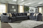 Eltmann 4-Pc Slate Chenille Fabric Sectional Sofa with LAF Cuddler (Oversized)