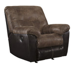 Follett Coffee Suede-Like/Faux Leather Manual Rocker Recliner