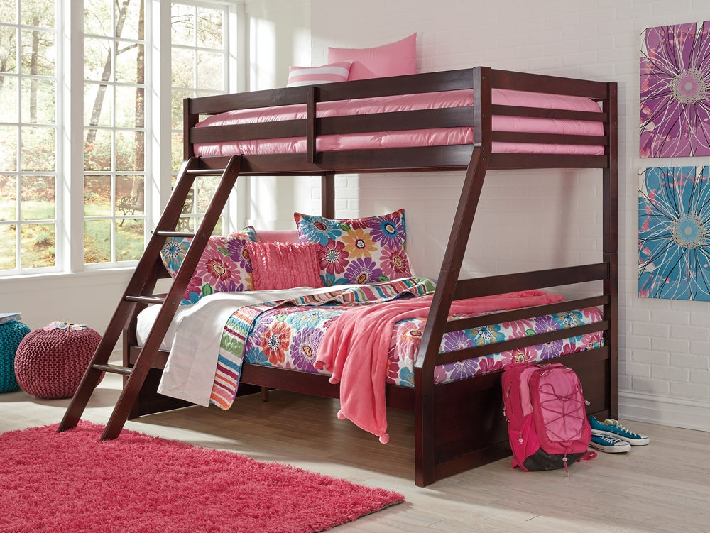 Halanton Dark Brown Wood Twin/Full Bunk Bed