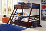 Halanton Dark Brown Wood Twin/Full Bunk Bed with Underbed Storage