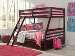 Halanton Dark Brown Wood Twin/Full Bunk Bed with Underbed Storage