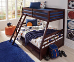 Halanton Dark Brown Wood Twin/Full Bunk Bed with Underbed Storage