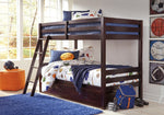 Halanton Dark Brown Wood Twin/Twin Bunk Bed with Underbed Storage