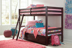 Halanton Dark Brown Wood Twin/Twin Bunk Bed with Underbed Storage