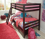 Halanton Dark Brown Wood Twin/Twin Bunk Bed with Underbed Storage