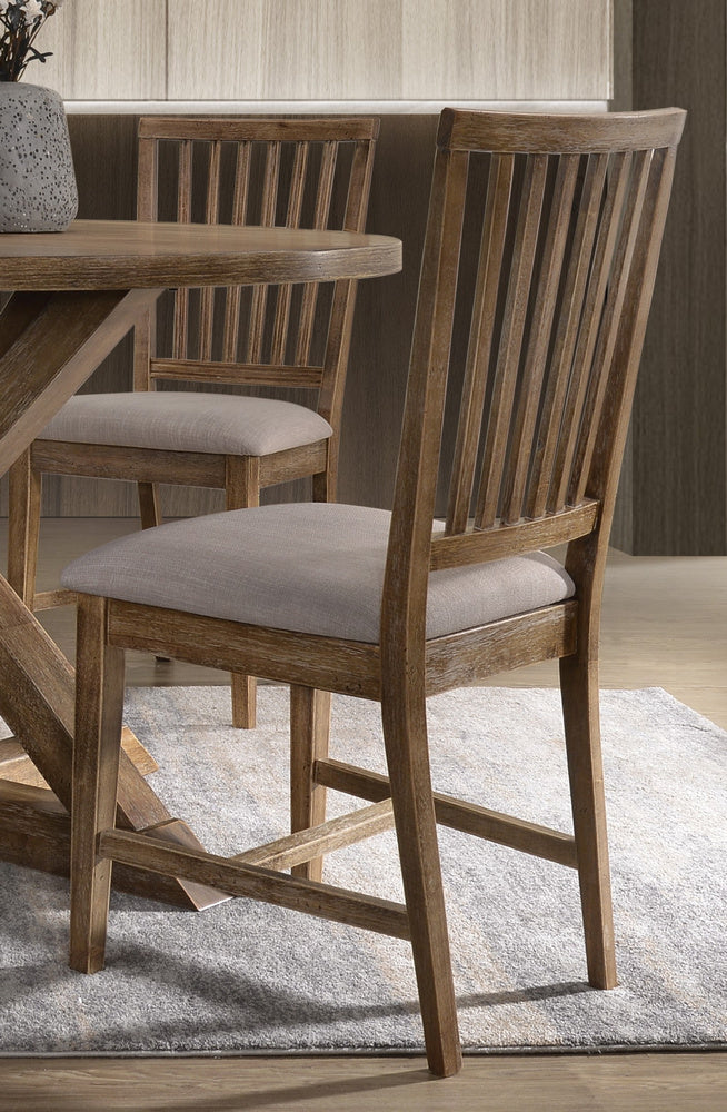 Wallace II 2 Tan Linen/Weathered Oak Wood Side Chairs