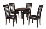 Hammis 5-Pc Dark Brown Wood/Faux Leather Dining Table Set