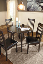 Hammis 5-Pc Dark Brown Wood/Faux Leather Dining Table Set