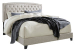 Jerary Gray Fabric Queen Panel Bed with Arched Headboard