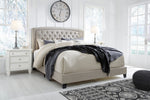 Jerary Gray Fabric Queen Panel Bed with Arched Headboard