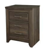 Juararo Dark Brown Wood 2-Drawer Nightstand