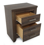 Juararo Dark Brown Wood 2-Drawer Nightstand