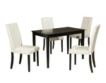 Kimonte 2 Ivory Faux Leather/Black Wood Side Chairs