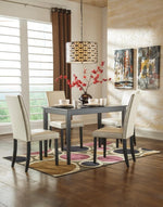 Kimonte 5-Pc Dark Brown Wood/Ivory Faux Leather Dining Table Set