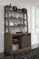 Luxenford Grayish Brown Wood Large Credenza with Desk Hutch