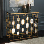 Majaci Mirrored Glass/Gold Metal Console Table