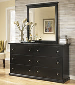 Maribel 6-Pc Black Wood King Panel Bedroom Set