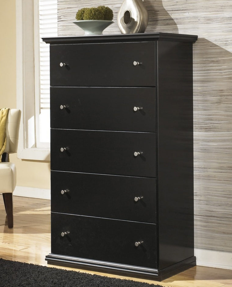 Maribel Black Wood 5-Drawer Chest