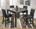 Maysville 5-Pc Black Wood/Faux Leather Counter Height Table Set