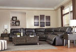 McCaskill 3-Pc Gray Leather Manual Recliner Sectional Sofa