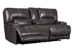 McCaskill Gray Leather Manual Recliner Loveseat