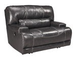 McCaskill Gray Leather Wide Seat Power Recliner