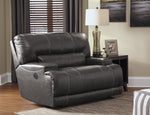 McCaskill Gray Leather Wide Seat Power Recliner