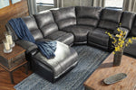 Nantahala 6-Pc Slate Faux Leather Manual Recliner LAF Sectional Sofa with 2 Armless Chairs