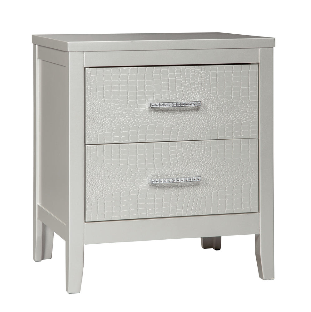 Olivet Silver Wood 2-Drawer Nightstand