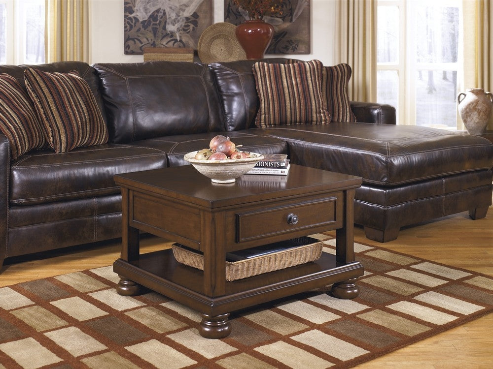 Porter Rustic Brown Wood Lift-Top Coffee Table