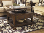 Porter Rustic Brown Wood Lift-Top Coffee Table