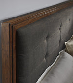 Ralene Gray Fabric/Medium Brown Wood Queen Panel Bed