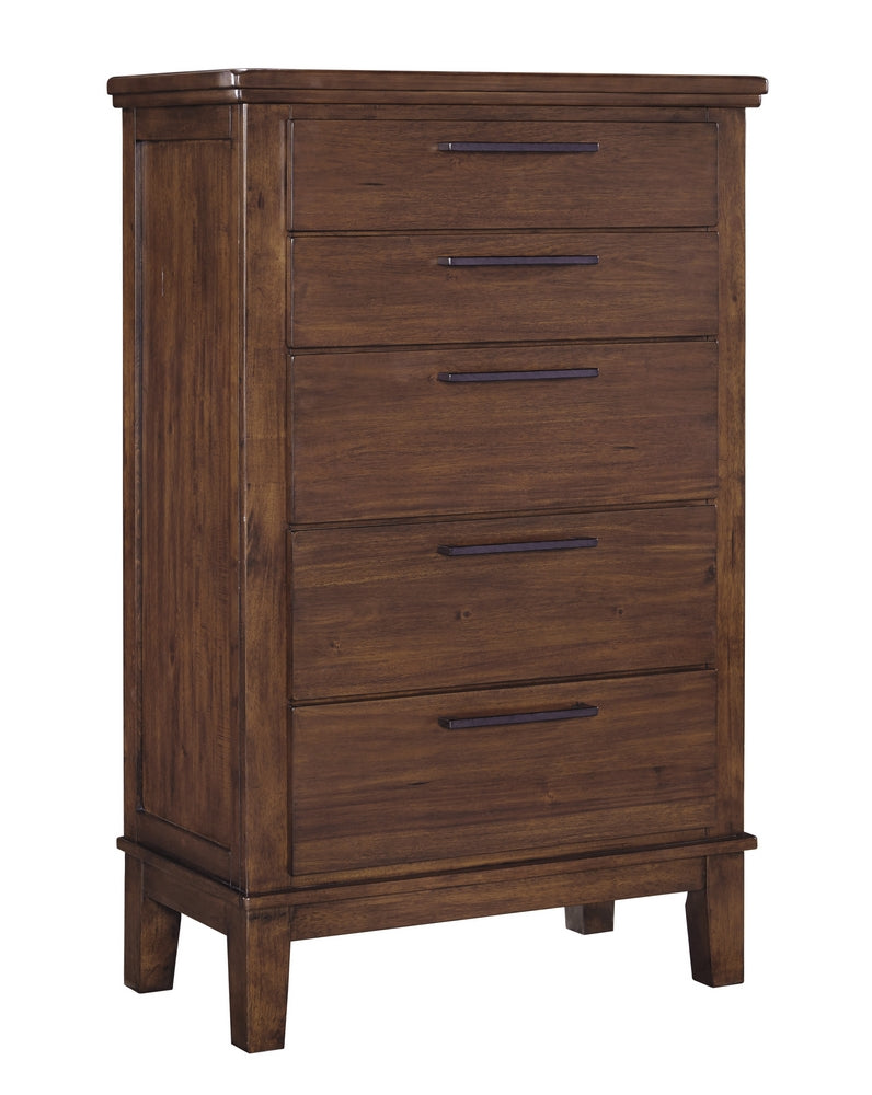 Ralene Medium Brown Wood 5-Drawer Chest