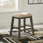 Rokane 2 Light Brown Fabric/Warm Brown Wood Counter Height Stools