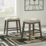 Rokane 2 Light Brown Fabric/Warm Brown Wood Counter Height Stools