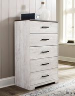 Shawburn Whitewash Wood 5-Drawer Chest