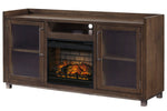 Starmore Brown Wood XL TV Stand with Infrared Fireplace Insert