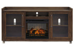 Starmore Brown Wood XL TV Stand with Infrared Fireplace Insert