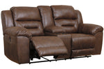 Stoneland Chocolate Faux Leather Power Recliner Loveseat