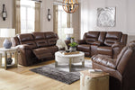 Stoneland Chocolate Faux Leather Power Recliner Loveseat