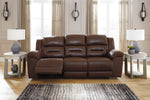 Stoneland Chocolate Faux Leather Power Recliner Sofa (Oversized)