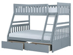 Orion Gray Wood Twin/Full Bunk Bed with Storage