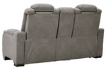 The Man-Den Gray Power Recliner Loveseat