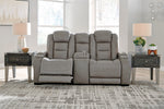 The Man-Den Gray Power Recliner Loveseat