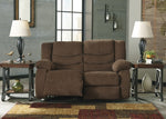 Tulen Chocolate Chenille Manual Recliner Loveseat