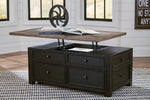 Tyler Creek Grayish Brown/Black Wood Lift-Top Coffee Table