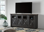 Tyler Creek Grayish Brown/Black Wood Extra Large TV Stand