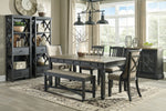 Tyler Creek Grayish Brown Fabric/Black Wood Dining Bench