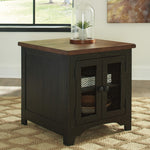 Valebeck Black/Brown Rectangular End Table