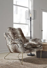 Wildau Gray Faux Fur Accent Chair